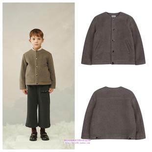 100 外套童装 165 2024秋冬儿童米色羊毛无领休闲长袖 been韩国代购