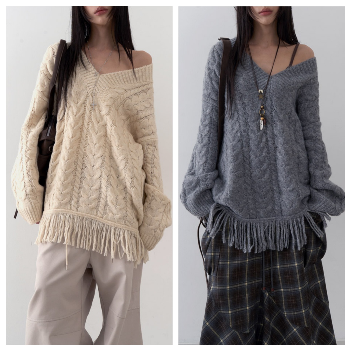 韩国lowear直邮代购2025春秋女装V领套头针织衫百搭时尚休闲上衣