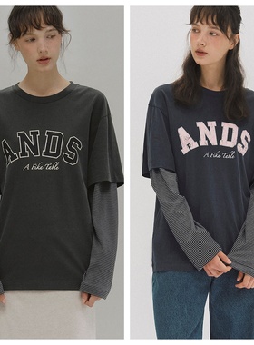 韩国andneeds直邮代购2025春秋女装百搭时尚宽松字母长袖T恤上衣