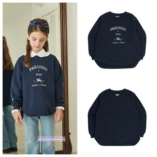 110 T恤童装 165 2024秋春儿童套头海军蓝圆边长袖 been韩国直邮代购