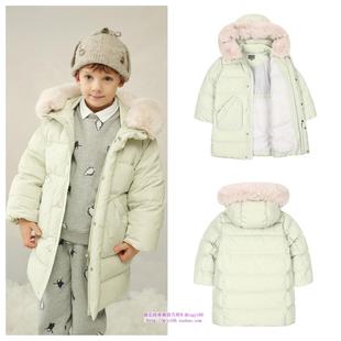 130 休闲鸭绒羽绒服童装 165 2024冬儿童薄荷中长款 been韩国代购