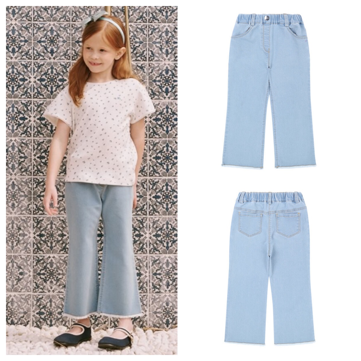 been韩国直邮代购2025春夏儿童流苏碎边宽松牛仔裤童装100-165