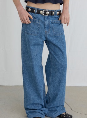 韩国ordes直邮代购2025春秋宽松时尚百搭休闲直筒牛仔长裤女装