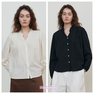 长袖 韩国step 宽松木耳褶边衬衫 2025春秋女装 上衣 around直邮代购