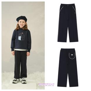 100 童装 165 2024秋冬儿童海军蓝拉绒休闲长裤 been韩国直邮代购