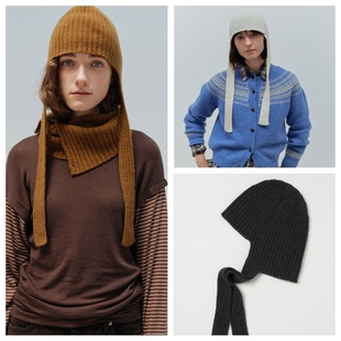 百搭高级羊毛针织休闲套头帽 2025秋冬时尚 韩国the rye直邮代购