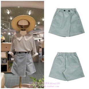 110 been韩国代购 童装 裙短裤 130 2023秋春儿童中大童天蓝灯芯绒裤