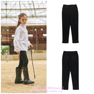 110 been韩国代购 童装 打底裤 165 2023秋春儿童中大童黑色休闲长裤