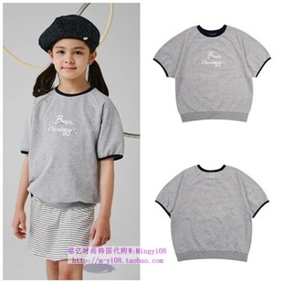 110 T恤童装 165 2024春夏儿童灰色圆领套头休闲短袖 been韩国代购