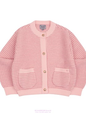 been韩国代购2023冬儿童粉色针织开衫毛衣外套上衣童装110-165