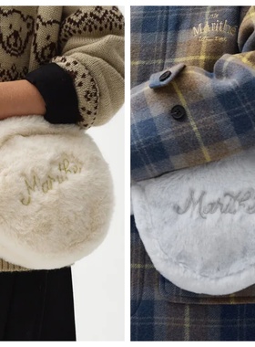 marithe kids韩国直邮代购男女儿童时尚可爱圆形毛绒单肩包斜挎包