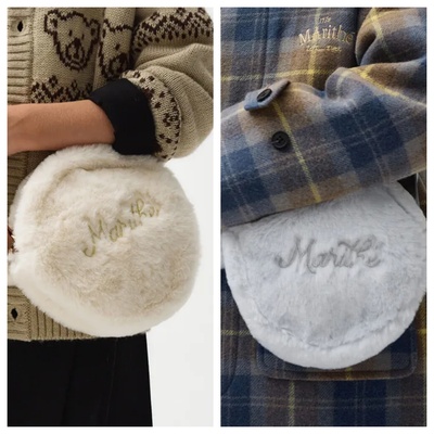 marithe kids韩国直邮代购男女儿童时尚可爱圆形毛绒单肩包斜挎包