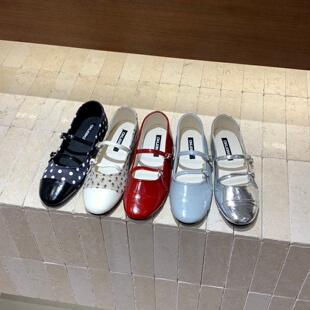 春季 双扣带玛丽珍鞋 新款 复古银色芭蕾配裙浅口百搭女单鞋 法式 2cm