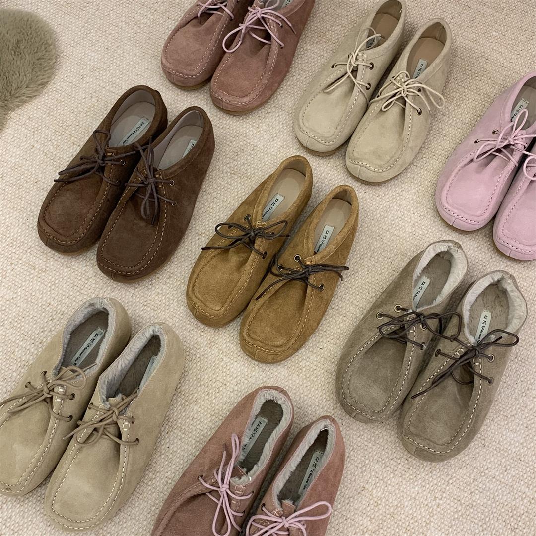 真皮博肯鞋女复古一脚蹬豆