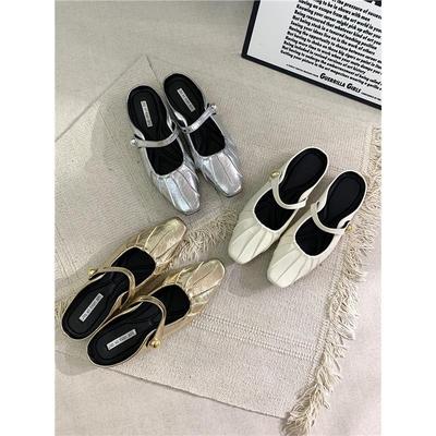 法式气质银色单鞋女平底