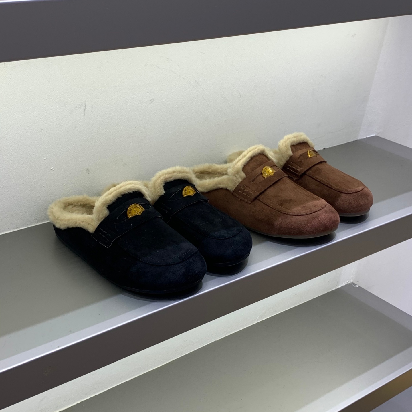 毛毛包头半拖鞋乐福鞋女鞋懒人秋冬一脚蹬毛毛拖鞋勃肯鞋保暖棉鞋