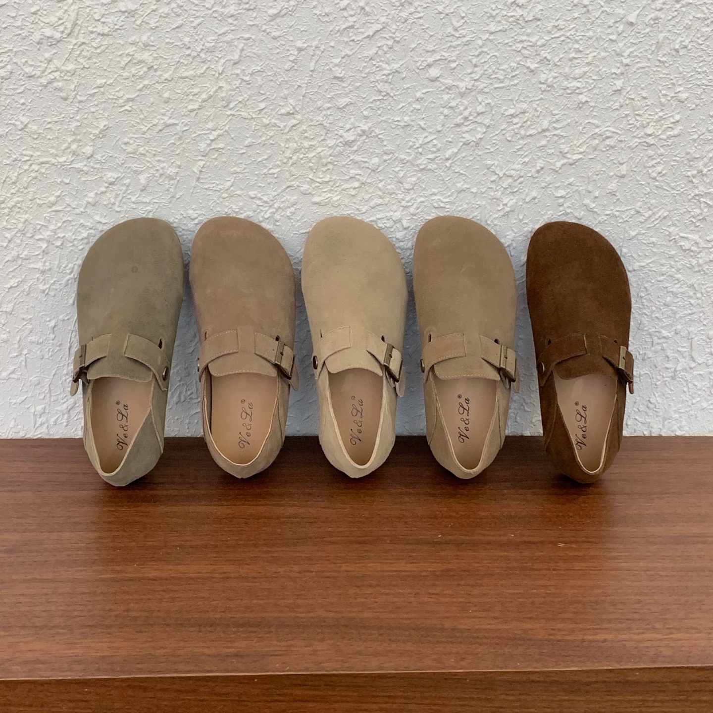 平底牛反绒勃肯鞋单鞋女鞋子2025新款秋冬季复古一脚蹬软底博肯鞋