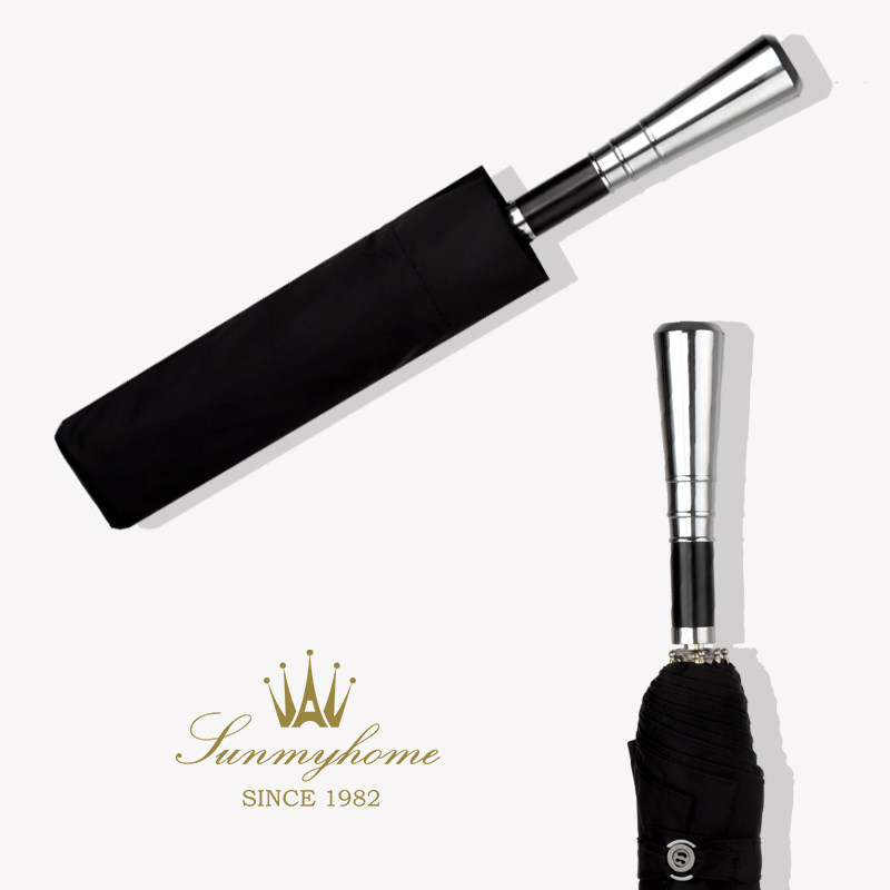 绅士银柄把手雨伞折叠抗风英伦