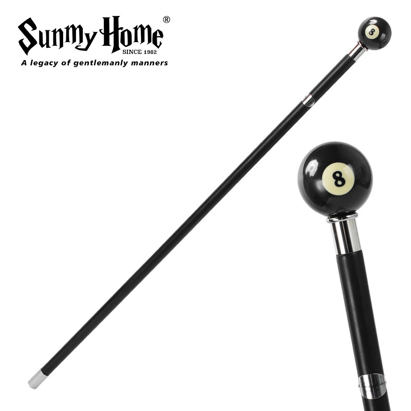 SUNMYHOME®黑八台球手杖非洲黑檀木权杖实木英国绅士拐杖文明棍