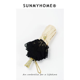 SUNMYHOME®蕾丝边lolita复古折叠晴雨伞防晒防紫外线轻奢公主洋伞
