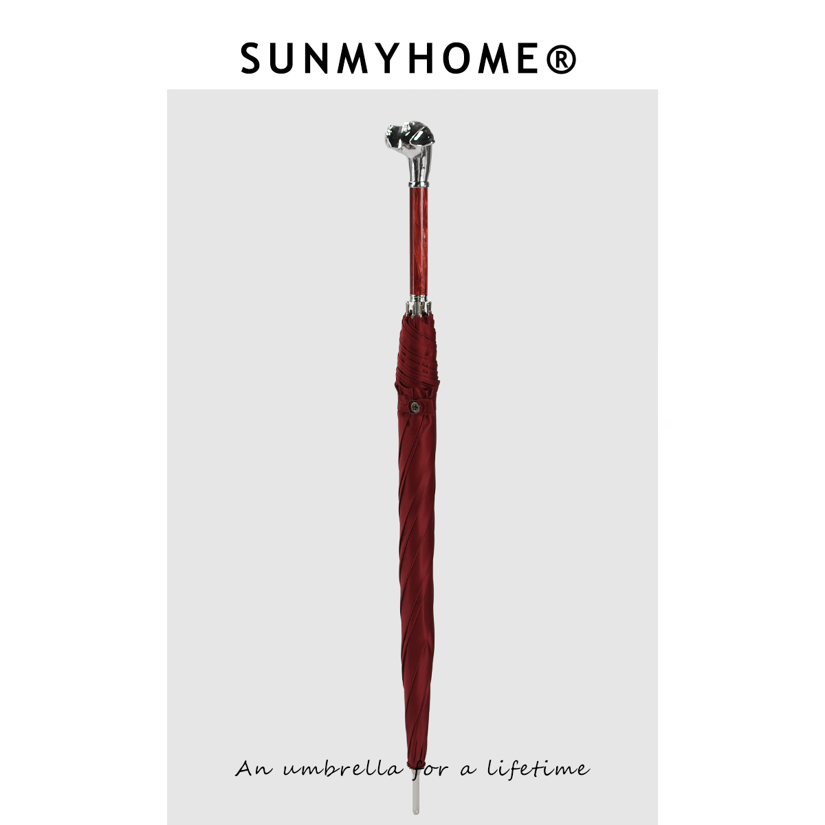 SUNMYHOME玛瑙红狗头长柄晴雨伞