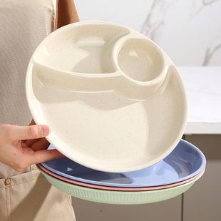 北欧ins风分格盘家用大号饺子盘带醋碟可微波炉加热儿童耐摔餐盘