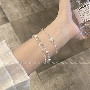 闺蜜手饰品 碎银子仿珍珠手链女小众设计感轻奢感in风夏季