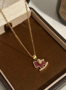 新中式红色小马本命年锁骨链