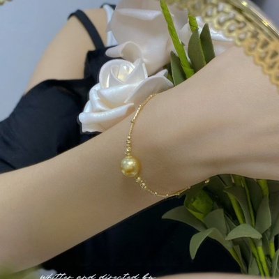 母贝珍珠爆闪菠萝球发财金珠手镯