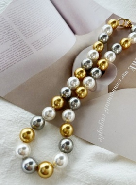 母贝珍珠南洋三兄弟混彩锁骨项链