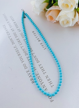 母贝珍珠仿绿松石色项链国风时尚