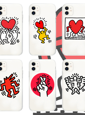 凯斯哈林KeithHaring涂鸦适用苹果手机透明壳定制机型保护套潮牌