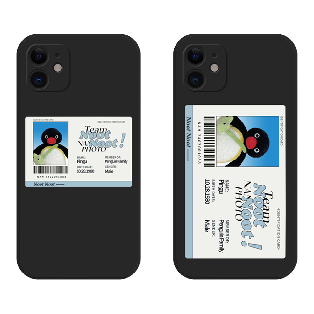 恶搞pingu企鹅身份证卡片适用苹果16promax手机壳iphone15透明全包14软13xr液态硅胶12华为oppo小米vivo女