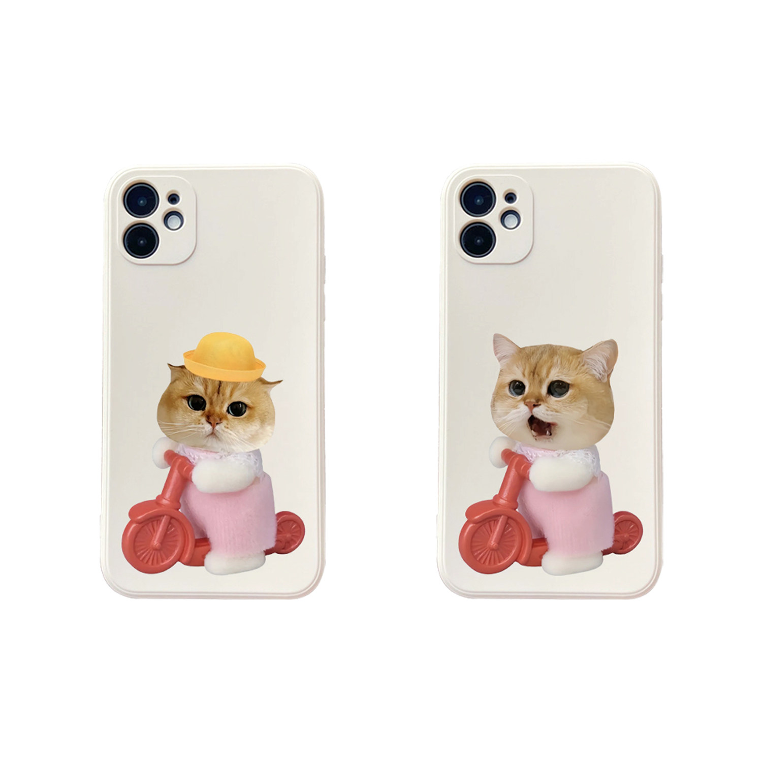 可爱恶搞金渐层小猫咪骑车情侣适用苹果15promax手机壳iphone14全包13软xr液态硅胶12华为oppo小米vivo少女