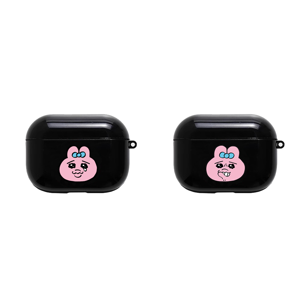 恶搞可爱opanchu粉色悲伤内裤兔适用苹果耳机壳果冻亮黑保护套Airpodspro2/3代蓝牙无线耳机硅胶软壳情侣