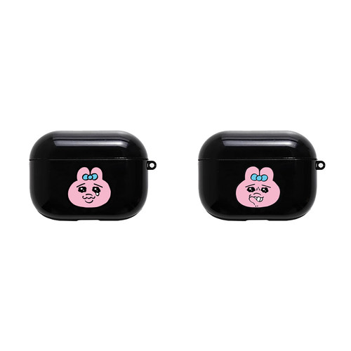 恶搞可爱opanchu粉色悲伤内裤兔适用苹果耳机壳果冻亮黑保护套Airpodspro2/3代蓝牙无线耳机硅胶软壳情侣
