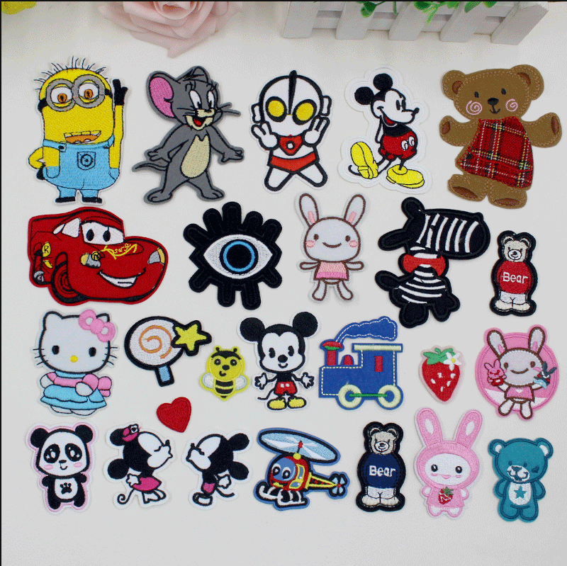 卡通布贴补丁贴衣服牛仔裤子装饰修补洞贴花刺绣可爱动物图案贴布