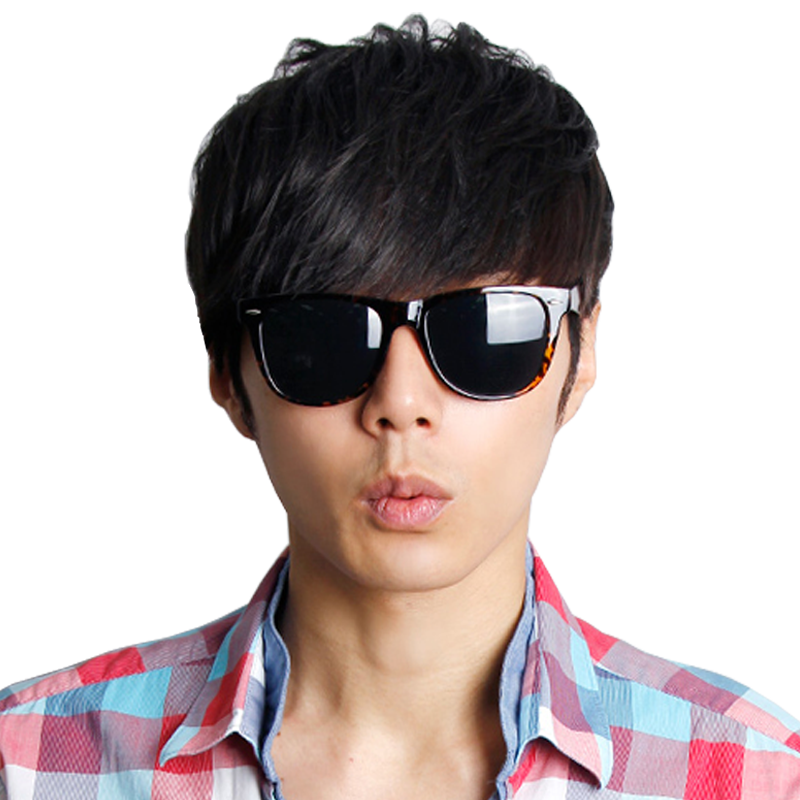 青年男士真头发时尚短发假发套