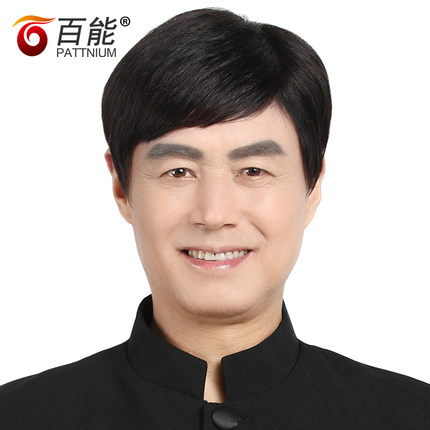 中老年假发男式真发 逼真男士全手织真人发丝头套 整顶假发男短发