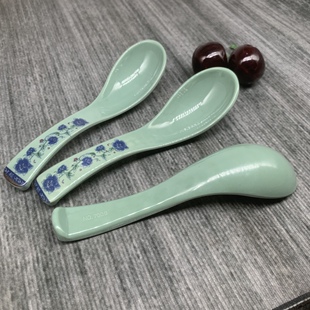 密胺蓝青花仿瓷小勺子塑料仿瓷喝汤勺子小号加厚防摔羹匙甜品小勺