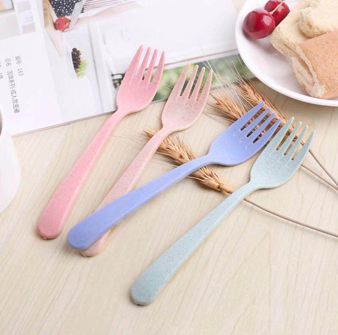 小麦秸秆小孩不伤嘴叉子防摔水果叉子创意甜品叉可爱儿童泡面叉子,餐饮具,西餐餐叉,淘宝优惠券,粉丝福利购,淘宝优惠卷