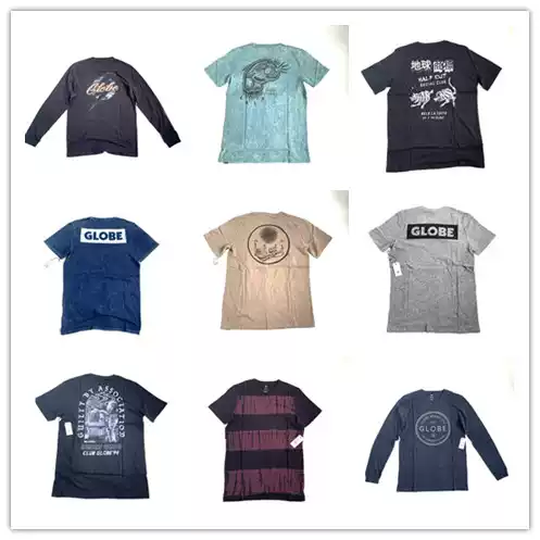 Old-School Skateboard Globe Crew Neck T-Shirt, Miscellaneous Pure Cotton Street Fashion Brand, Single Item Couple Special Price