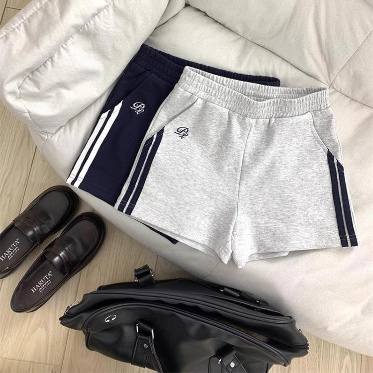 原创学院风刺绣运动短裤女春夏季校供感简约卫裤jk制服