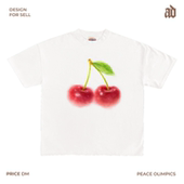 轻薄正肩款 式 樱桃印花短袖 恤逼真水果图案百搭简约款 230G