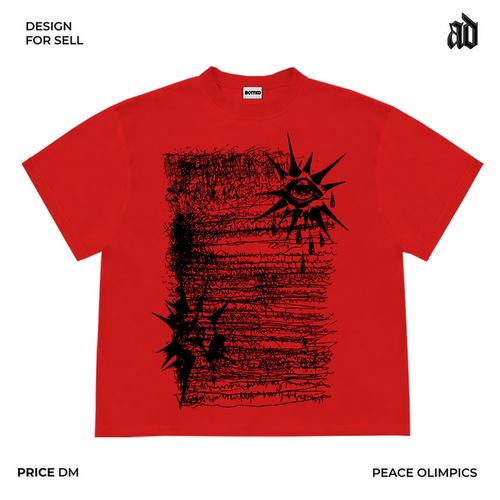 美式260G重磅！Y2K亚文化红色短袖视觉哥特系中性冷淡小众街头