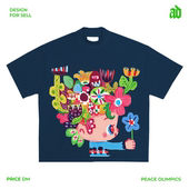 花朵少年可爱森系小众街头卡通艺术短袖 330克美式 重磅直喷 T恤