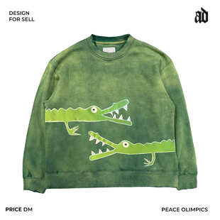 Mottled斑驳！ 原创艺术家贴布！小众百搭童趣拼布鳄鱼连帽卫衣