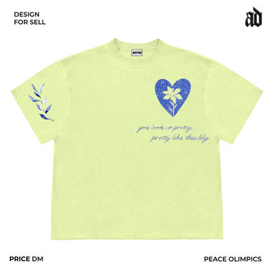 Mottled斑驳 重磅小领口 小众文艺涂鸦oversize卡通印花圆领短袖