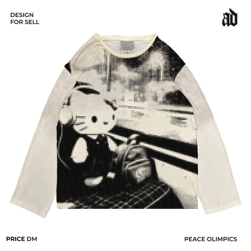 亚文化版型！小众BM千禧风暗黑萝莉宽松做旧脏染长袖T恤甜酷街头