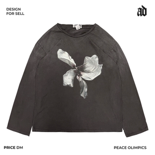 vintage大码 艺术家系列 复古花朵独特美式 重磅 宽松脏脏长t 美式